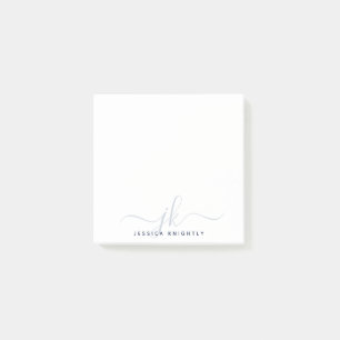 Modern Navy Blue Script Monogram Initials Minimal Post-it Notes