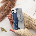 Modern Navy Blue Silver Agate Metallic Case-Mate iPhone Case<br><div class="desc">This trendy design features a navy blue watercolor agate design trimmed with silver faux glitter,  on a silver faux brushed metal foil background. Personalise it with your name or monogram in navy blue handwriting-style script.</div>