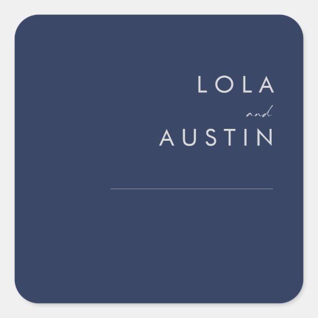 Modern Navy Blue | Silver Wedding Envelope Seals (Front)