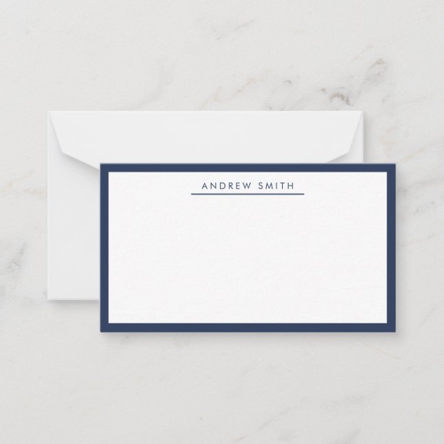 Modern Navy Blue Simple Line Classic Minimalist Card (Front)