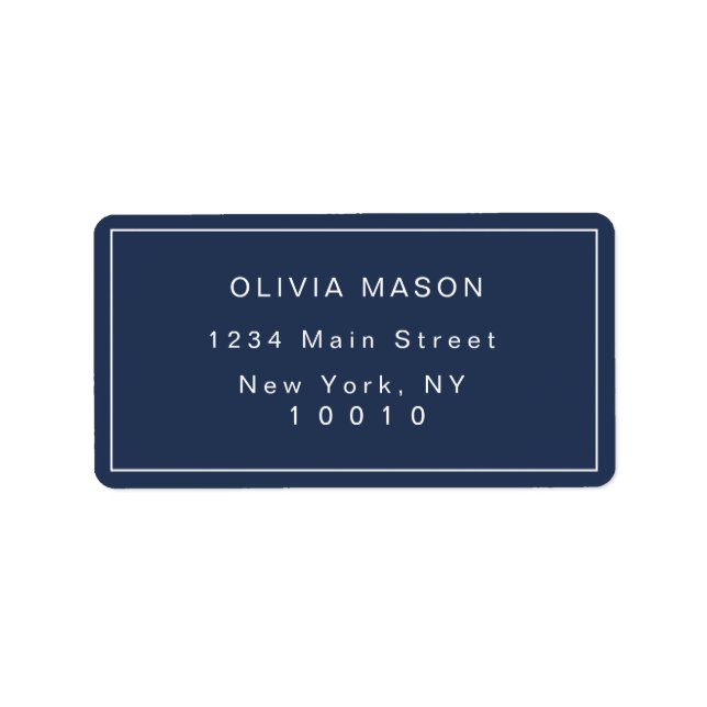 Modern Navy Blue Simple Return Address Label (Front)