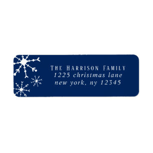 Modern Navy Blue Snowflakes Holiday Christmas