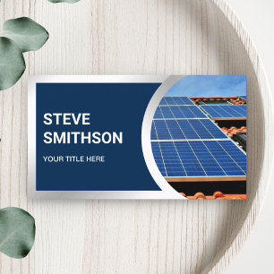 Modern Navy Blue Steel Rooftop Solar Panels Business Card
