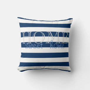 Modern Navy Blue Stripes,Home Sweet Home Cushion