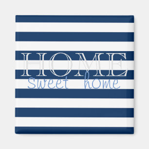 Modern Navy Blue Stripes ,Home Sweet Home Magnet