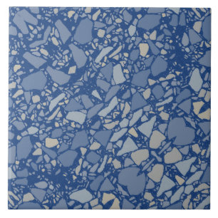 Modern Navy Blue Terrazzo Effect Tile