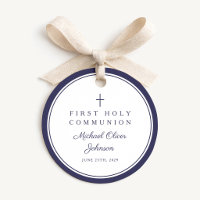 Modern Navy Blue Thank You Boy First Communion