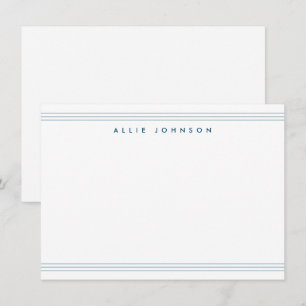 Modern Navy Blue Triple Line Two Border Name Card