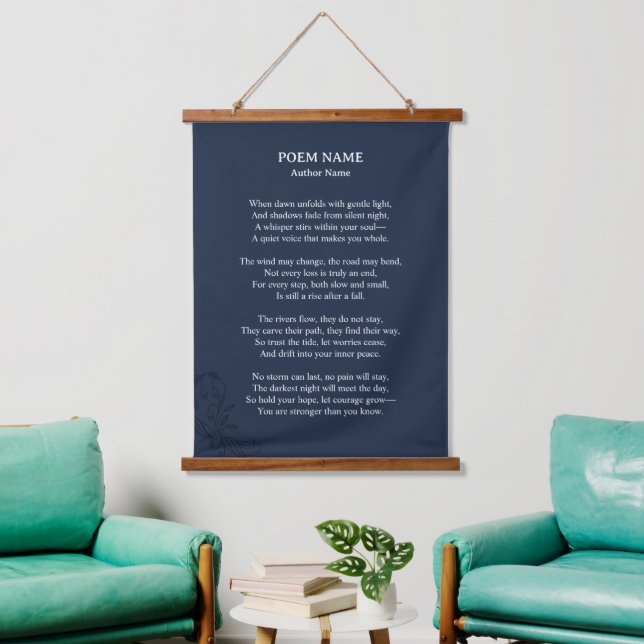 Modern Navy Blue Typewriter Custom Poem  Hanging Tapestry (Living Room)