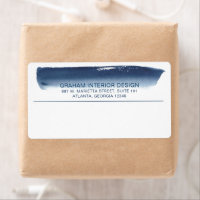 Modern Navy Blue Watercolor Business Shipping