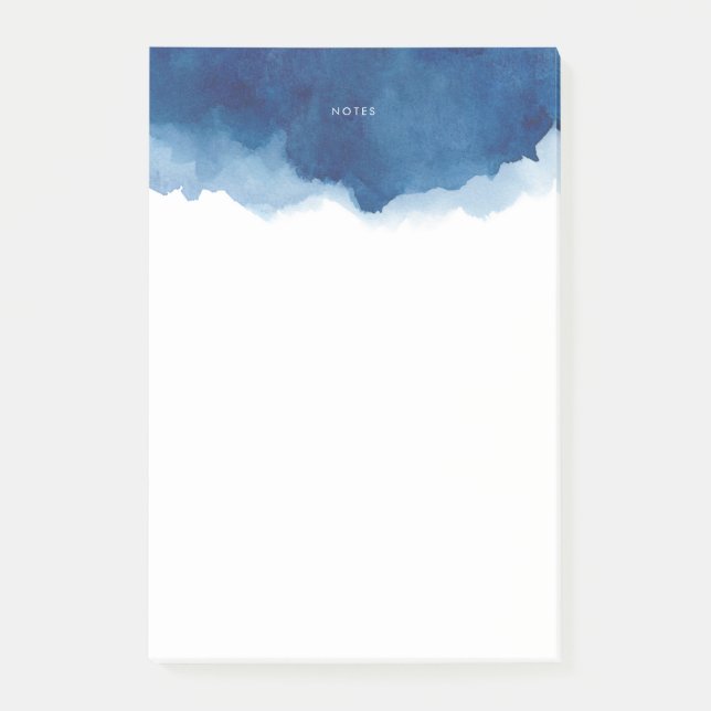 Modern Navy Blue Watercolor Splash Personalised Post-it Notes (Front)