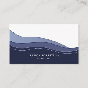 Modern Navy Blue Waves Business Card