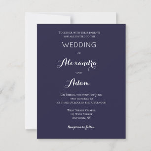 Modern navy blue wedding invitations