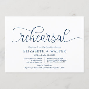 Modern Navy Blue, Wedding Rehearsal and Dinner Invitation