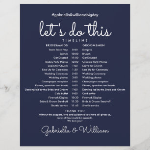 Modern Navy Blue Wedding Schedule Timeline