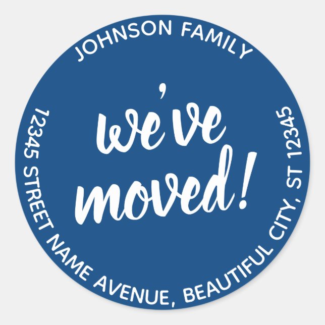 Modern Navy Blue We've Moved New Address Label (Front)