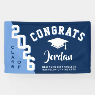 Modern Navy Blue White 2024 Graduation Party Banner