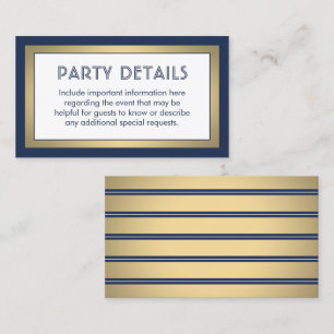 Modern Navy Blue, White & Gold Faux Foil Details Enclosure Card