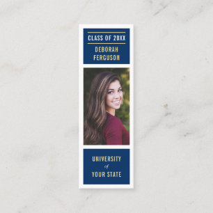 Modern navy blue white graduation photo insert