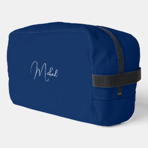 Modern Navy Blue White Monogram Mens Womens Travel Dopp Kit