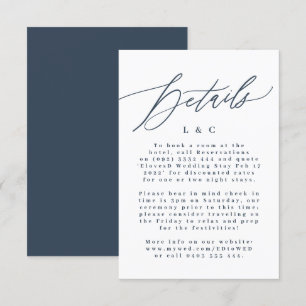 Modern Navy Blue & White Simple Monogram Wedding RSVP Card
