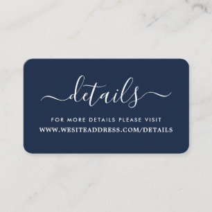 Modern Navy Blue & White Simple Script Details Enclosure Card