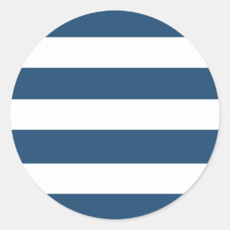 Modern Navy Blue White Stripes Pattern Classic Round Sticker