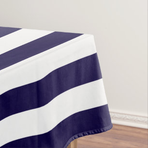 Modern Navy Blue White Stripes Pattern Home Decor Tablecloth