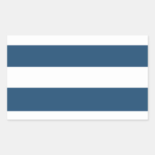 Modern Navy Blue White Stripes Pattern Rectangular Sticker