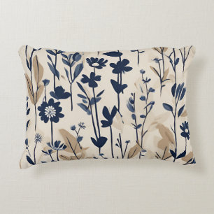 Modern Navy Blue Wildflower Decorative Cushion