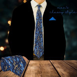 Modern Navy Blue Yellow Floral Pattern Tie<br><div class="desc">This beautiful elegant design on a navy blue dark background with a cute seamless floral pattern with blue leaves and yellow flowers would make a great gift for him for many occasions. The cute floral pattern was carefully crafted/painted by hand. This beautiful tie would make a great Christmas stocking stuffer....</div>