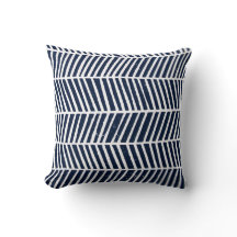 Modern Navy Blue Zig Zag Geometric Cushion