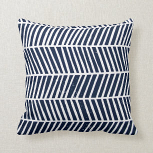 Modern Navy Blue Zig Zag Geometric Cushion