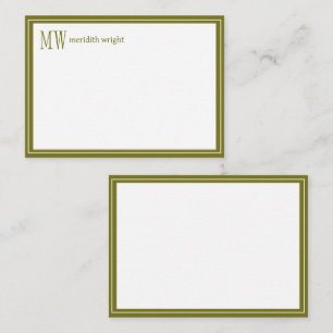 Modern Navy Border Monogram Card