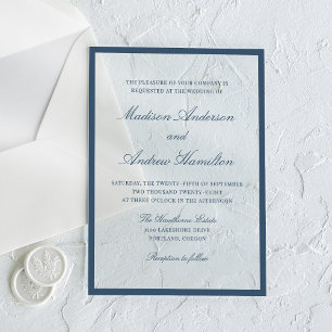 Modern Navy Border Wedding Acrylic Invitations