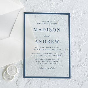 Modern Navy Border Wedding Acrylic Invitations
