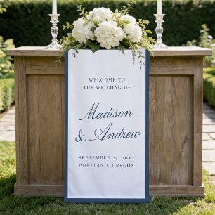 Modern Navy Border Wedding Welcome Banner