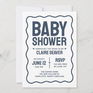 Modern Navy Boy Baby Shower Invitation