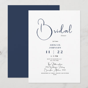 Modern Navy Bridal Shower Invitation