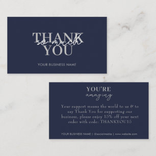 Modern Navy Business Elegant Thank You Business Card