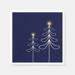 Modern Navy Christmas Tree Graphic Napkin