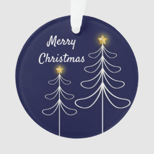 Modern Navy Christmas Tree Graphic Ornament