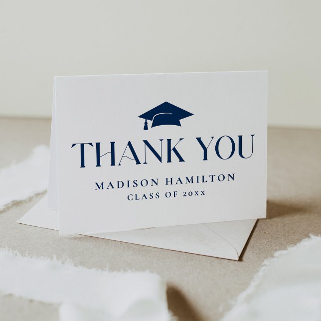 Modern Navy Class of 2024 Graduation Thank You Card (Creator Uploaded)