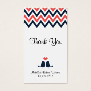 Modern Navy & Coral Chevron & Lovebirds Wedding