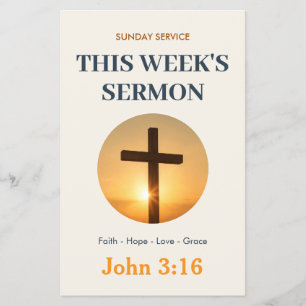 Modern Navy Cream Worship Service Editable Church Flyer