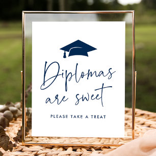 Modern Navy Diplomas Are Sweet Graduation Party Poster