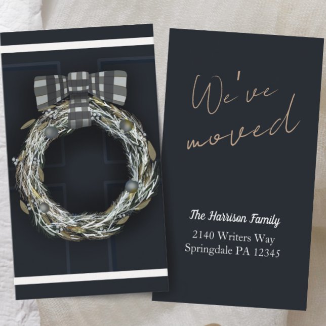 Modern Navy Door Wreath Moving Announcement (Creator Uploaded)