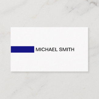Modern Navy Elegant Professional Plain White Business Card