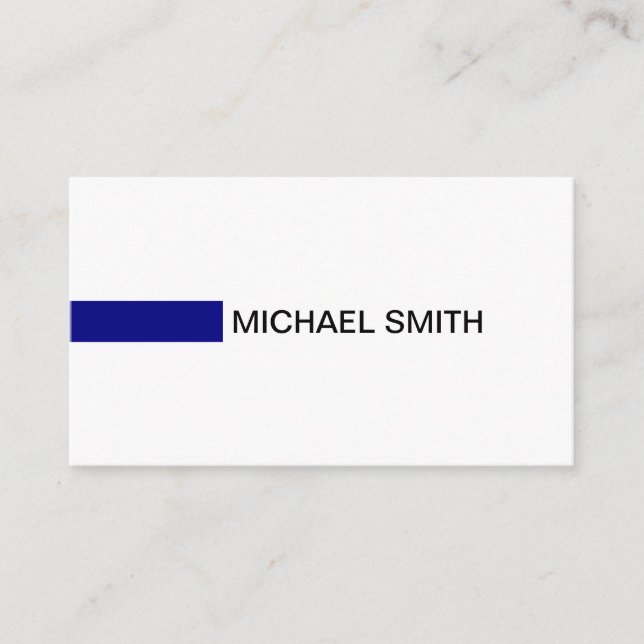 Modern Navy Elegant Professional Plain White Business Card (Front)