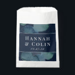 Modern Navy Emerald Abstract Watercolor Favour Bags<br><div class="desc">Elements: rich dark tones, abstract watercolor background, light frame details, and classic serif fonts. Colours: blue, green, navy, dusty blue, steel blue, slate blue, sage green, hunter, highland, mint. Themes: modern, contemporary, abstract, moody, under the sea, ocean, dark colour tones, minimalist, painterly, bohemian. Collection: Modern Navy Emerald Abstract Watercolor Wedding...</div>